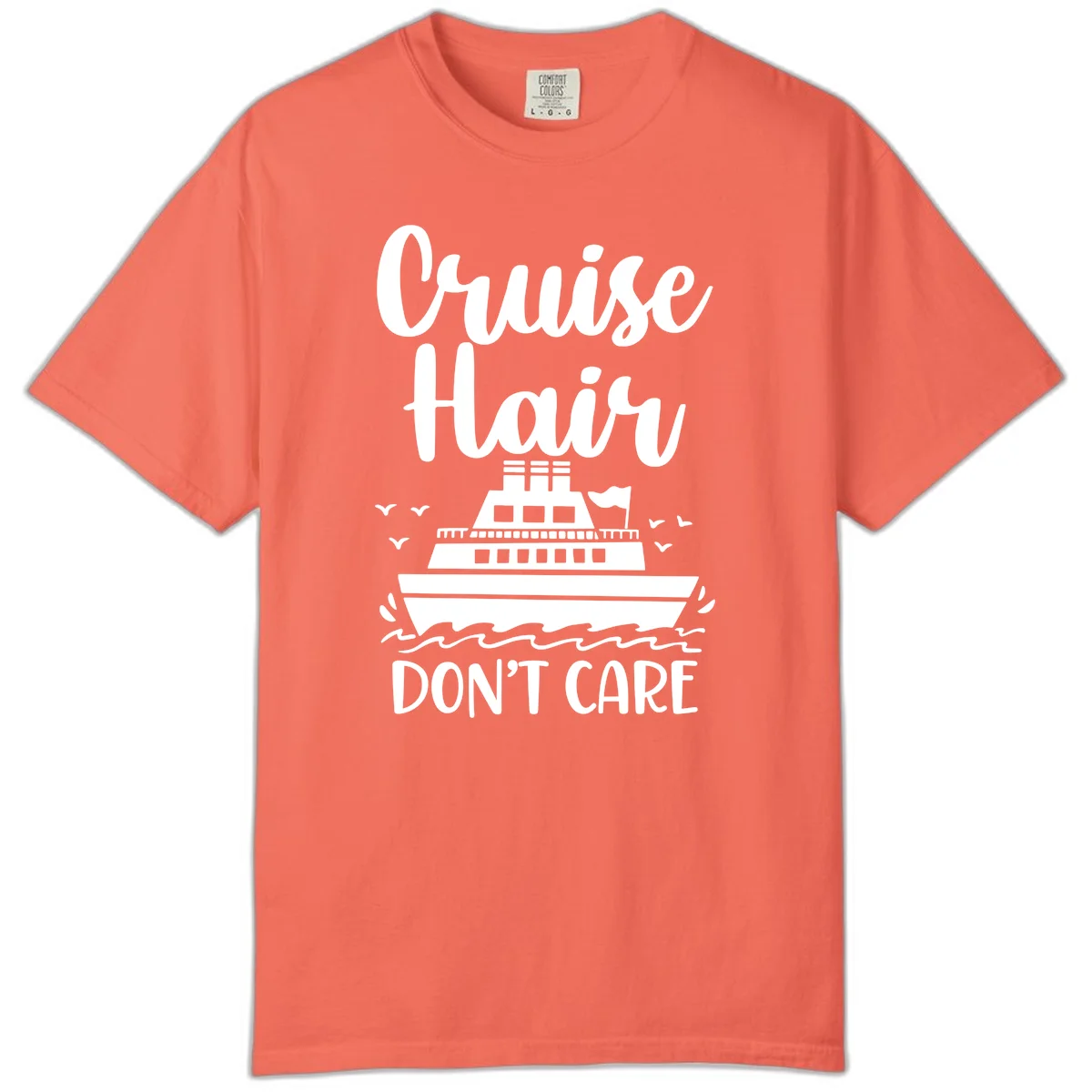 Cruise Hair Don't Care Comfort Color Tee in Bright Salmon