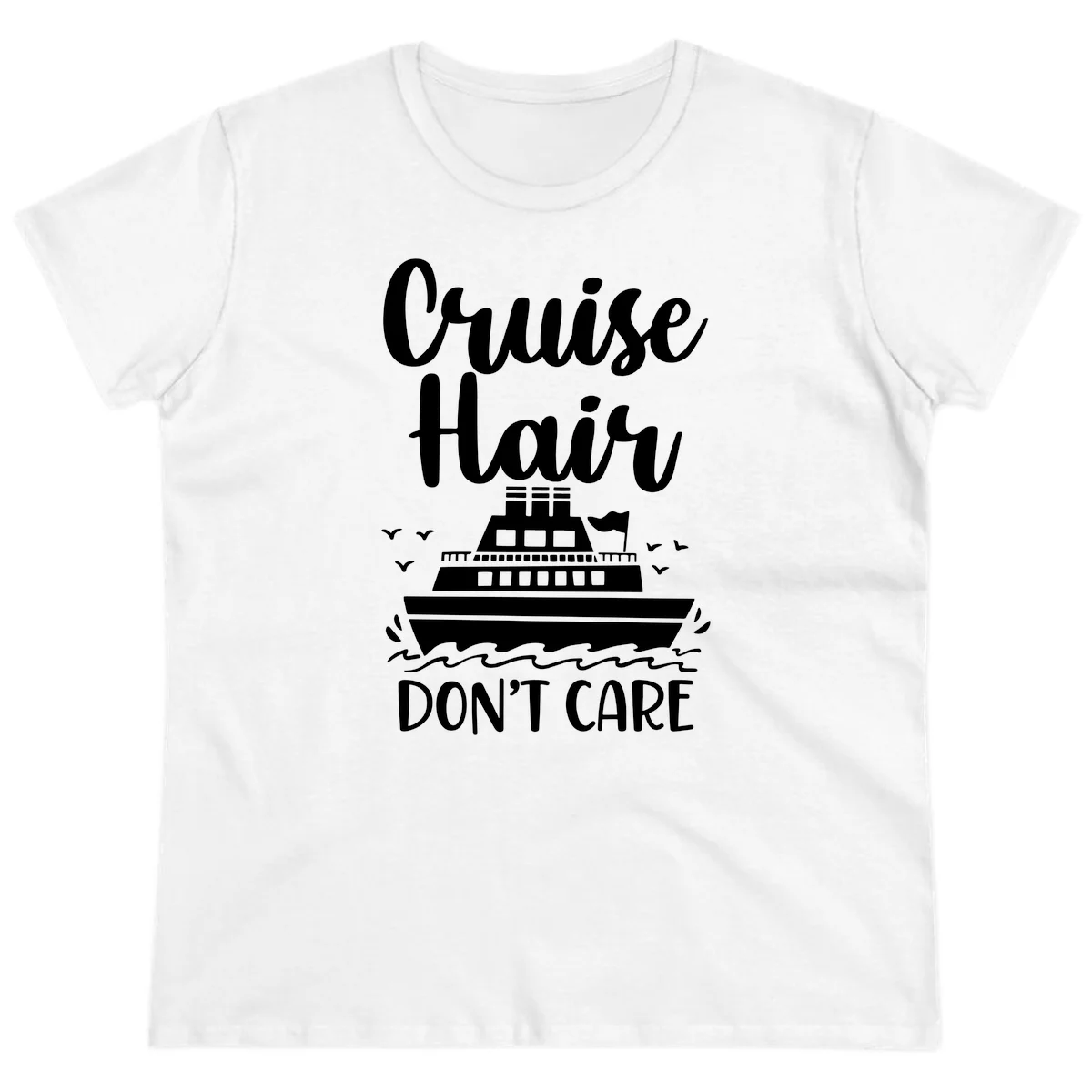 Cruise Hair Don't Care Ladies Tee in White