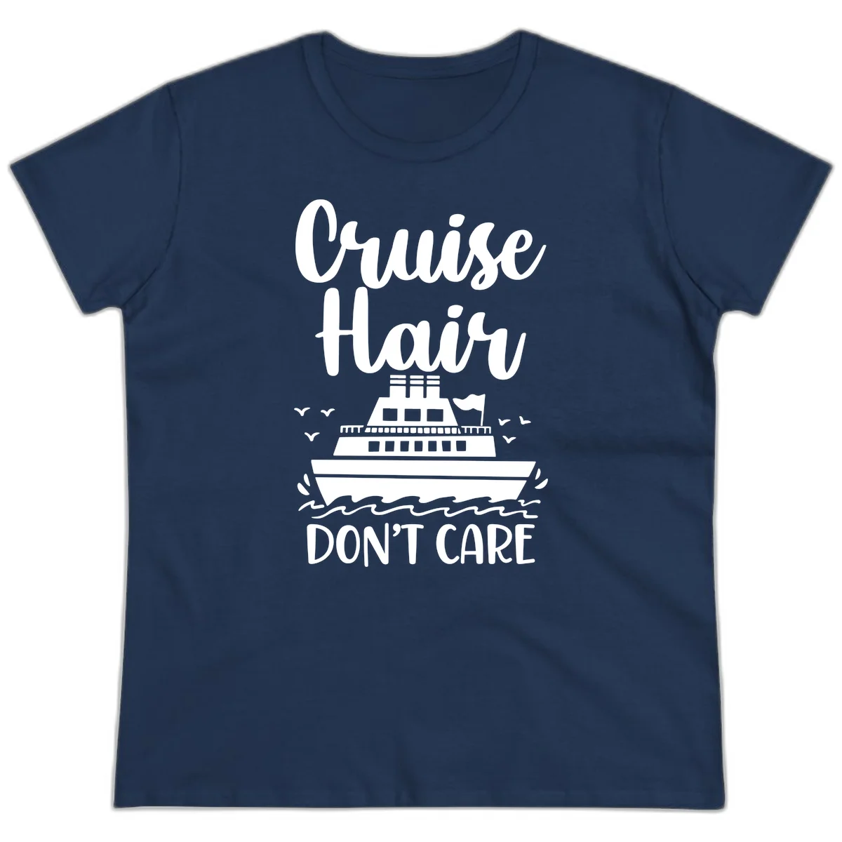 Cruise Hair Don't Care Ladies Tee in Navy