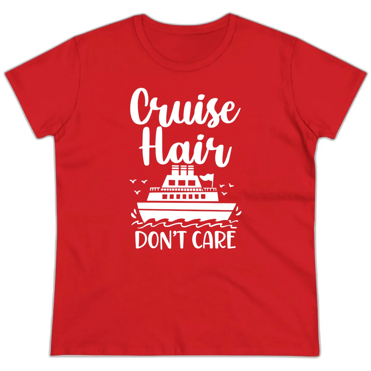 Cruise Hair Don't Care Ladies Tee in Red