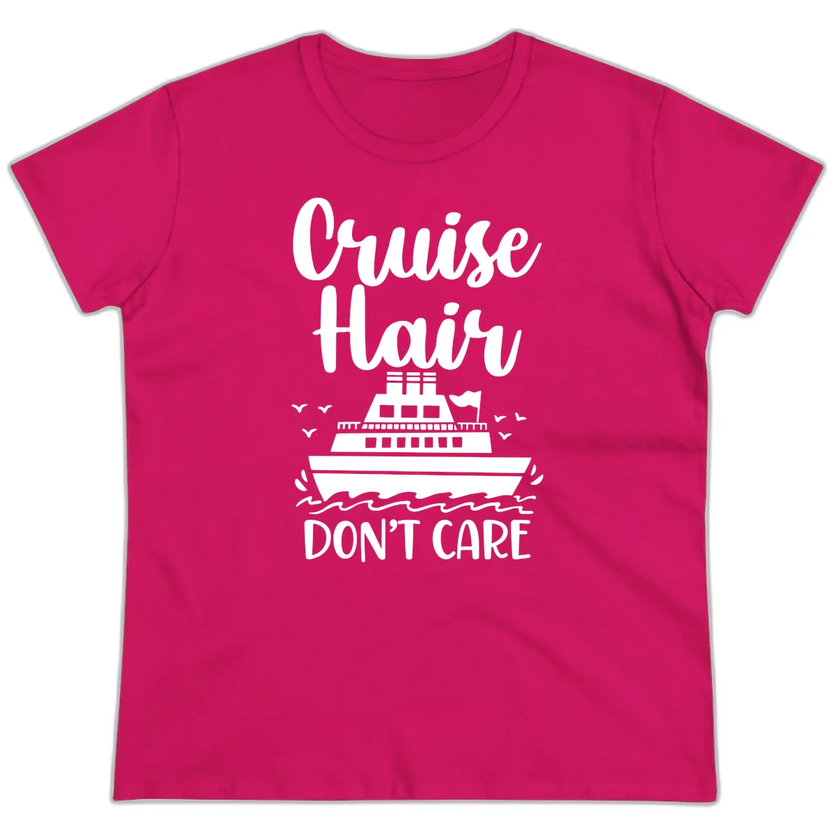 Cruise Hair Don't Care Ladies Tee in Heliconia
