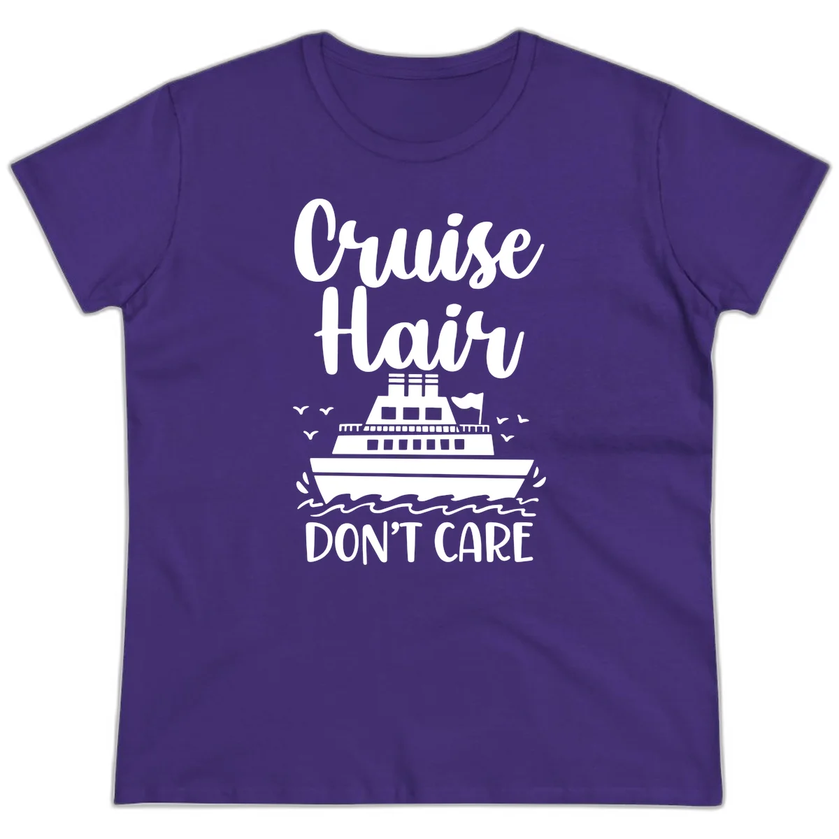 Cruise Hair Don't Care Ladies Tee in Purple