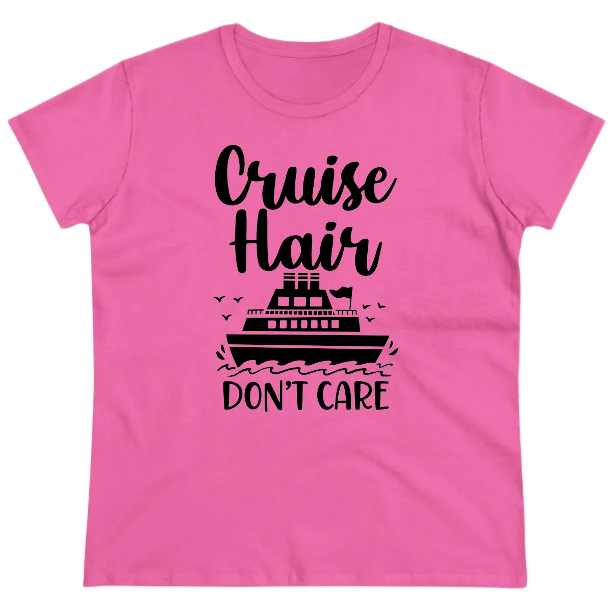 Cruise Hair Don't Care Ladies Tee in Azalea