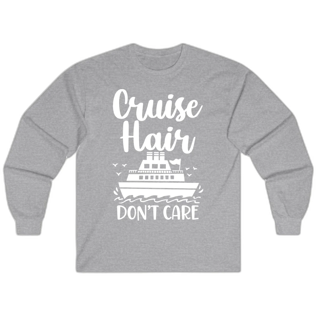 Cruise Hair Don't Care Long Sleeve Tee in Sport Grey