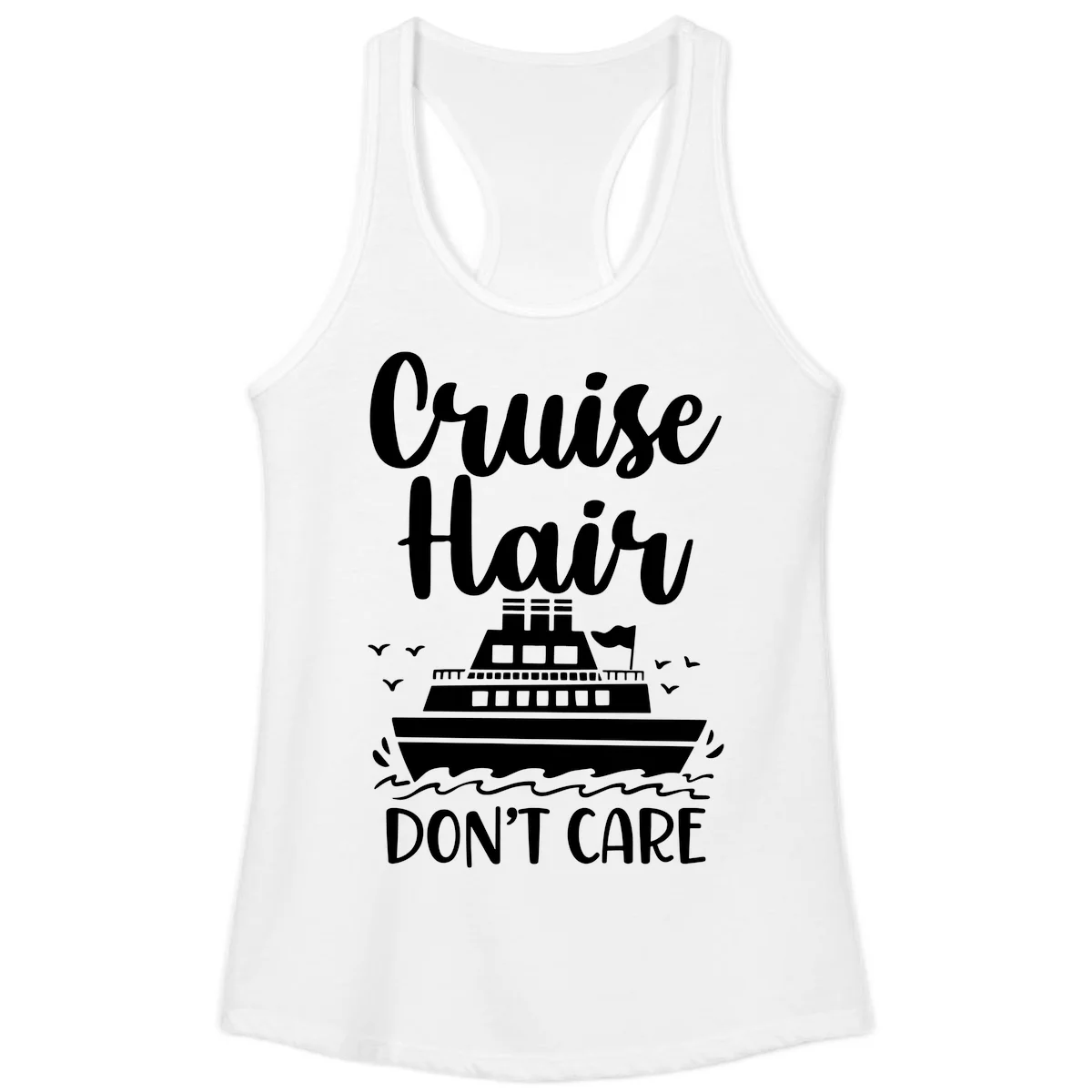 Cruise Hair Don't Care Ladies Tank Top in White