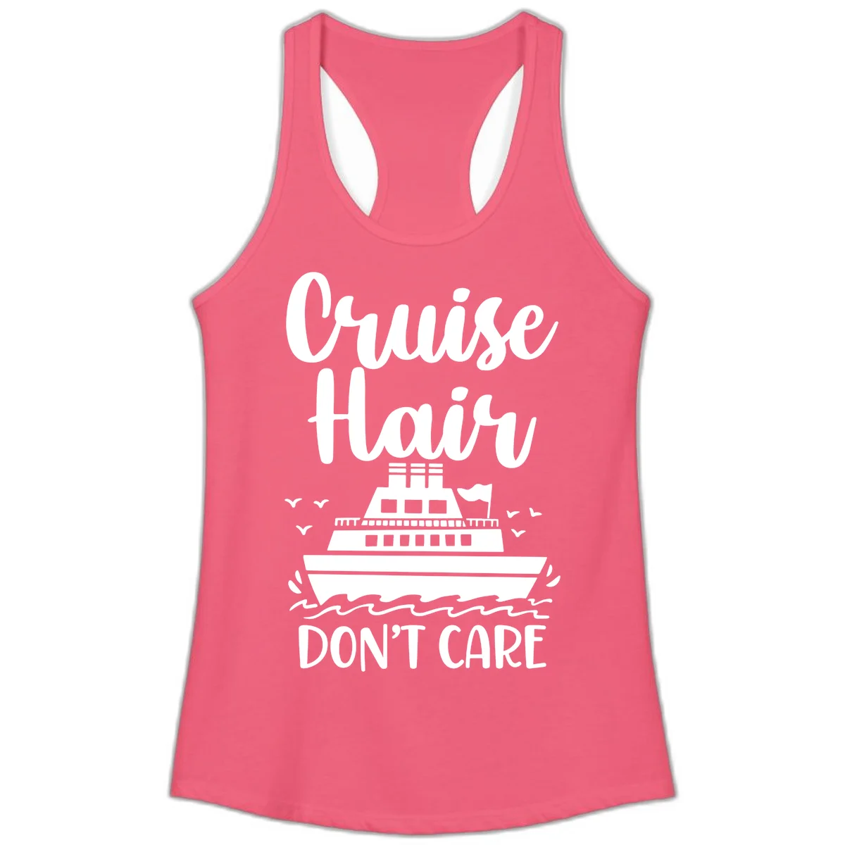 Cruise Hair Don't Care Ladies Tank Top in Hot Pink