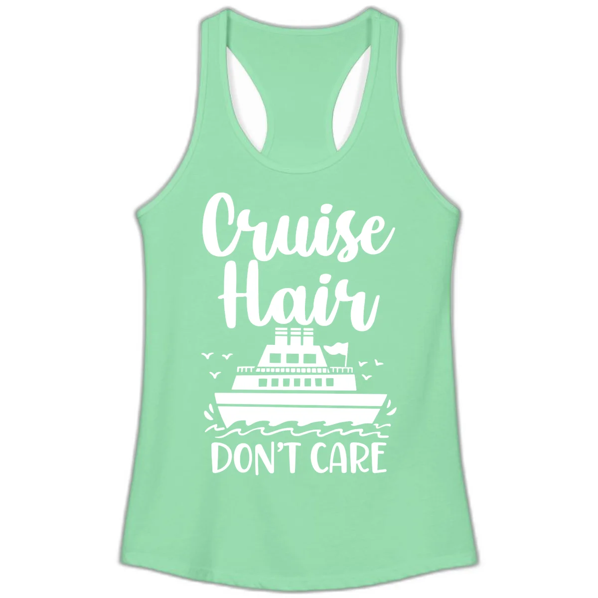 Cruise Hair Don't Care Ladies Tank Top in Solid Mint