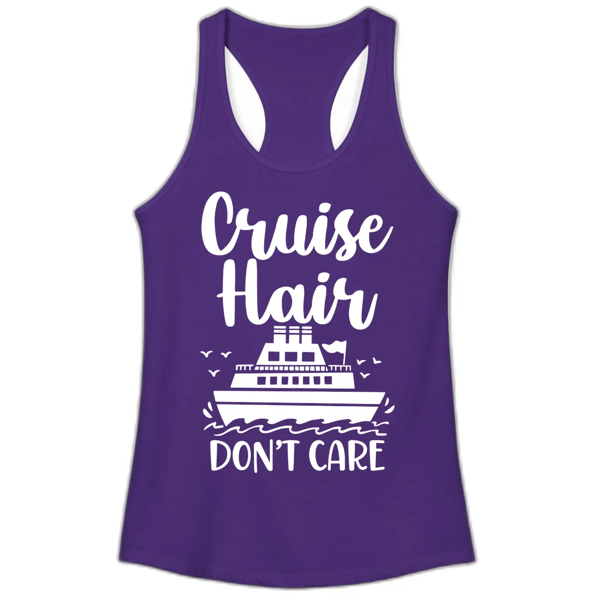 Cruise Hair Don't Care Ladies Tank Top in Solid Purple Rush