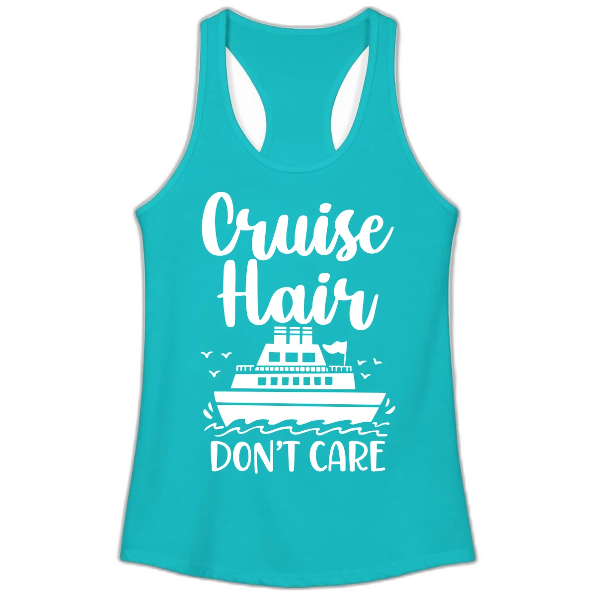 Cruise Hair Don't Care Ladies Tank Top in Tahiti Blue