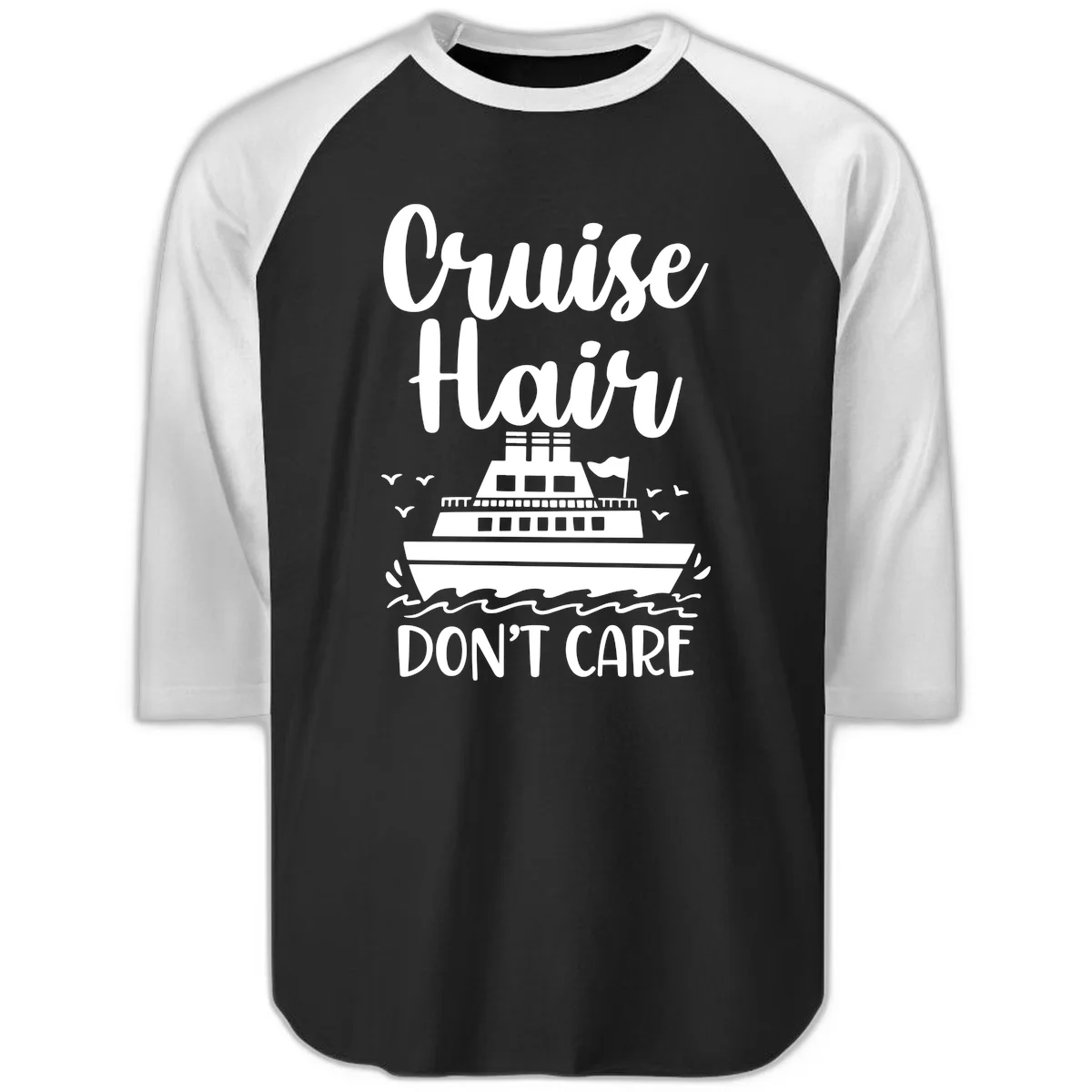 Cruise Hair Don't Care Raglan 3/4 Sleeve in Black White