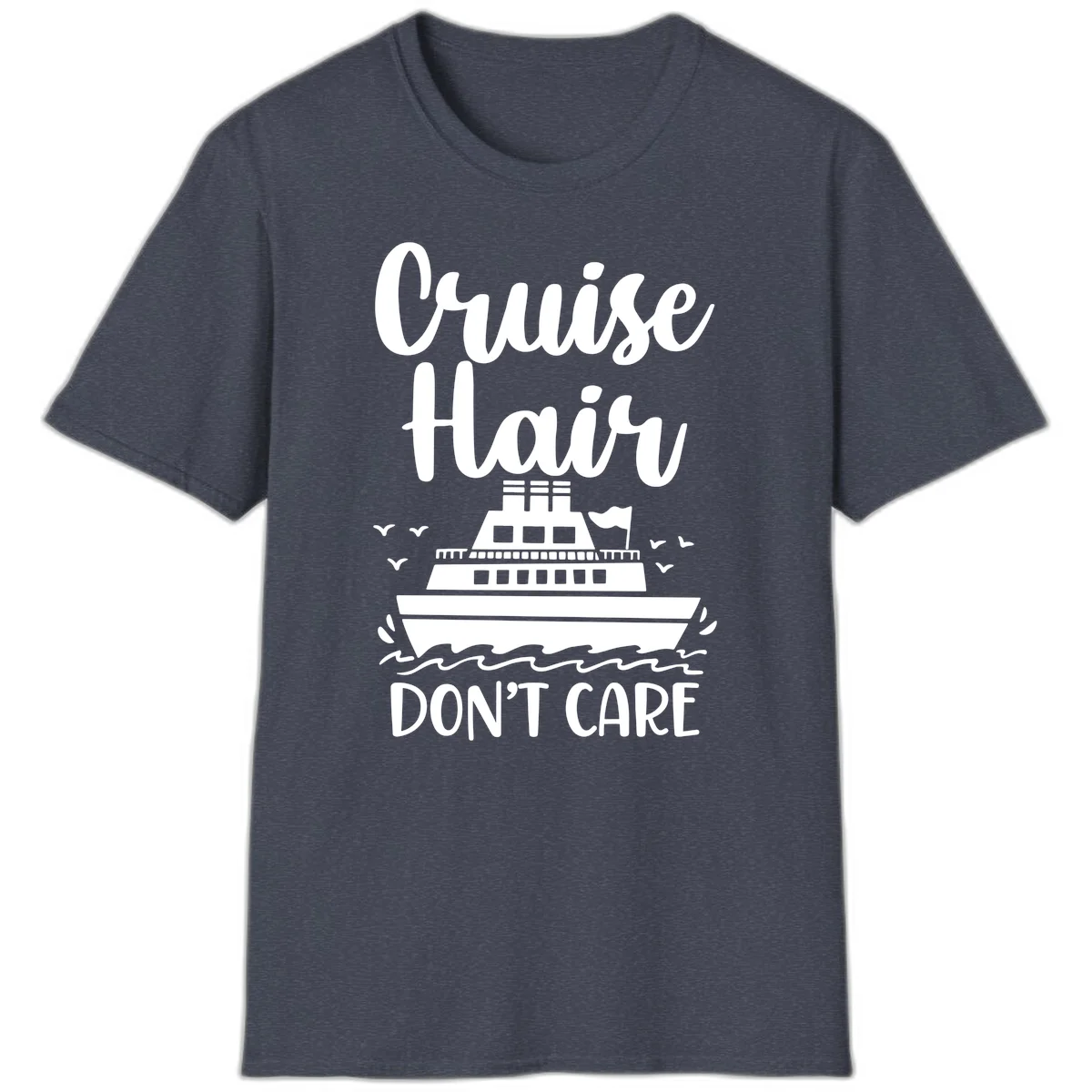 Cruise Hair Don't Care T-Shirt in Heather Navy
