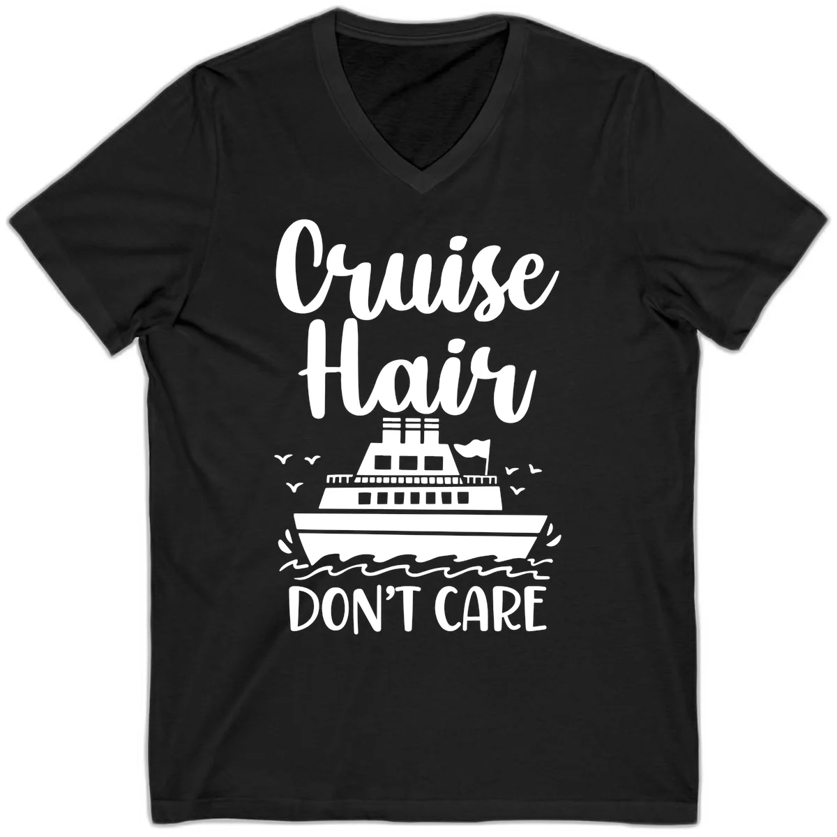 Cruise Hair Don't Care V-Neck Tee in Black