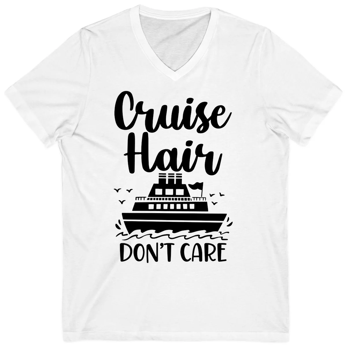 Cruise Hair Don't Care V-Neck Tee in White