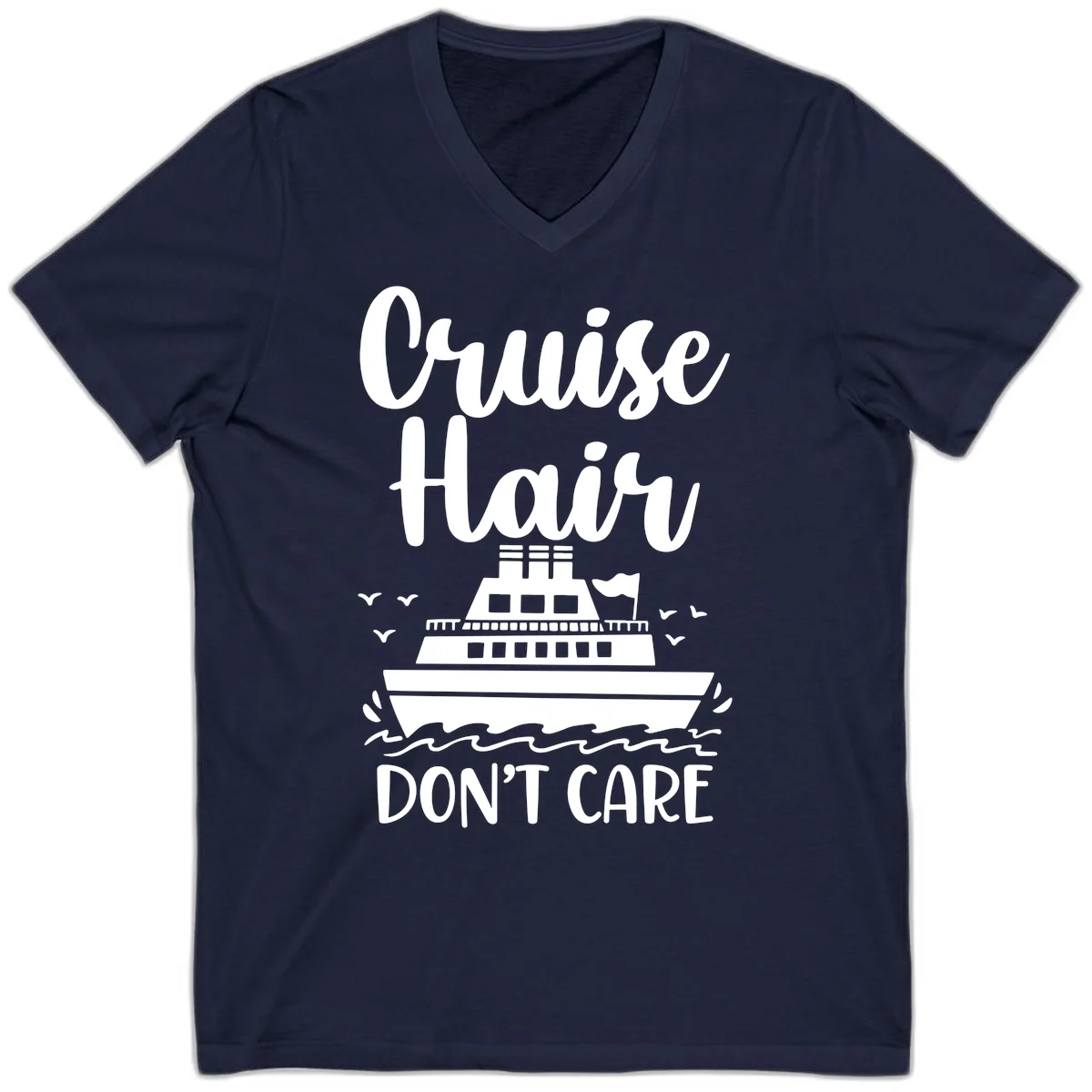 Cruise Hair Don't Care V-Neck Tee in Navy