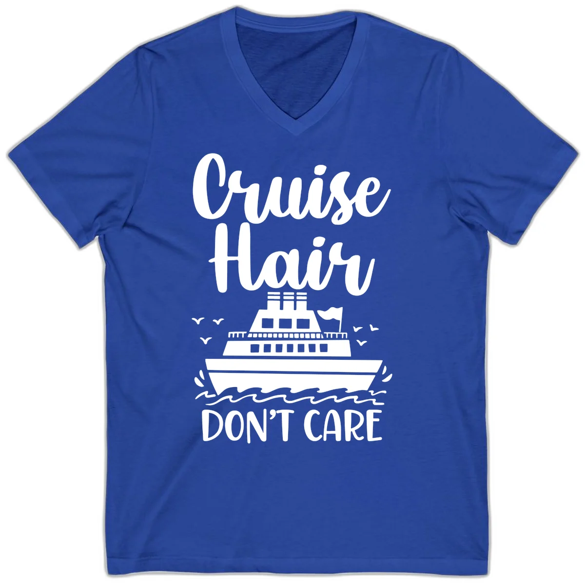 Cruise Hair Don't Care V-Neck Tee in True Royal