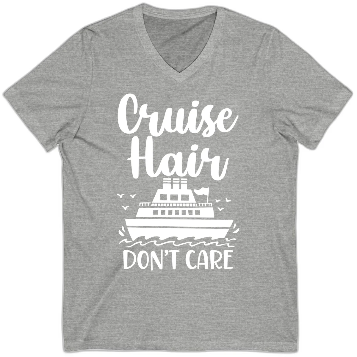 Cruise Hair Don't Care V-Neck Tee in Athletic Heather