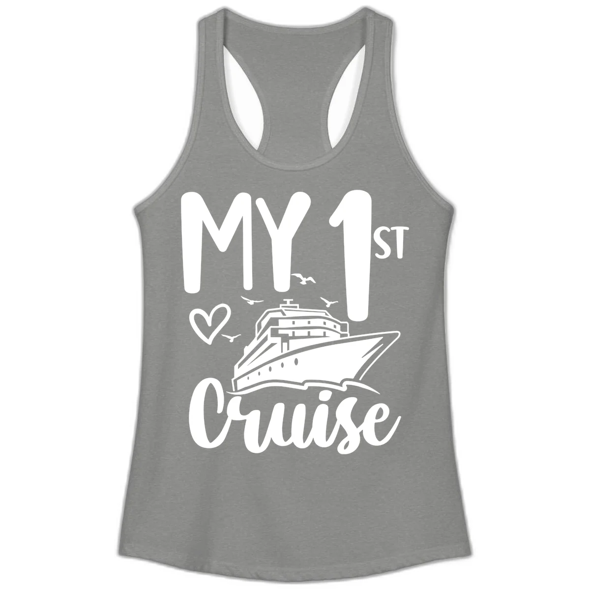 My First Cruise Ladies Tank in Heather Grey
