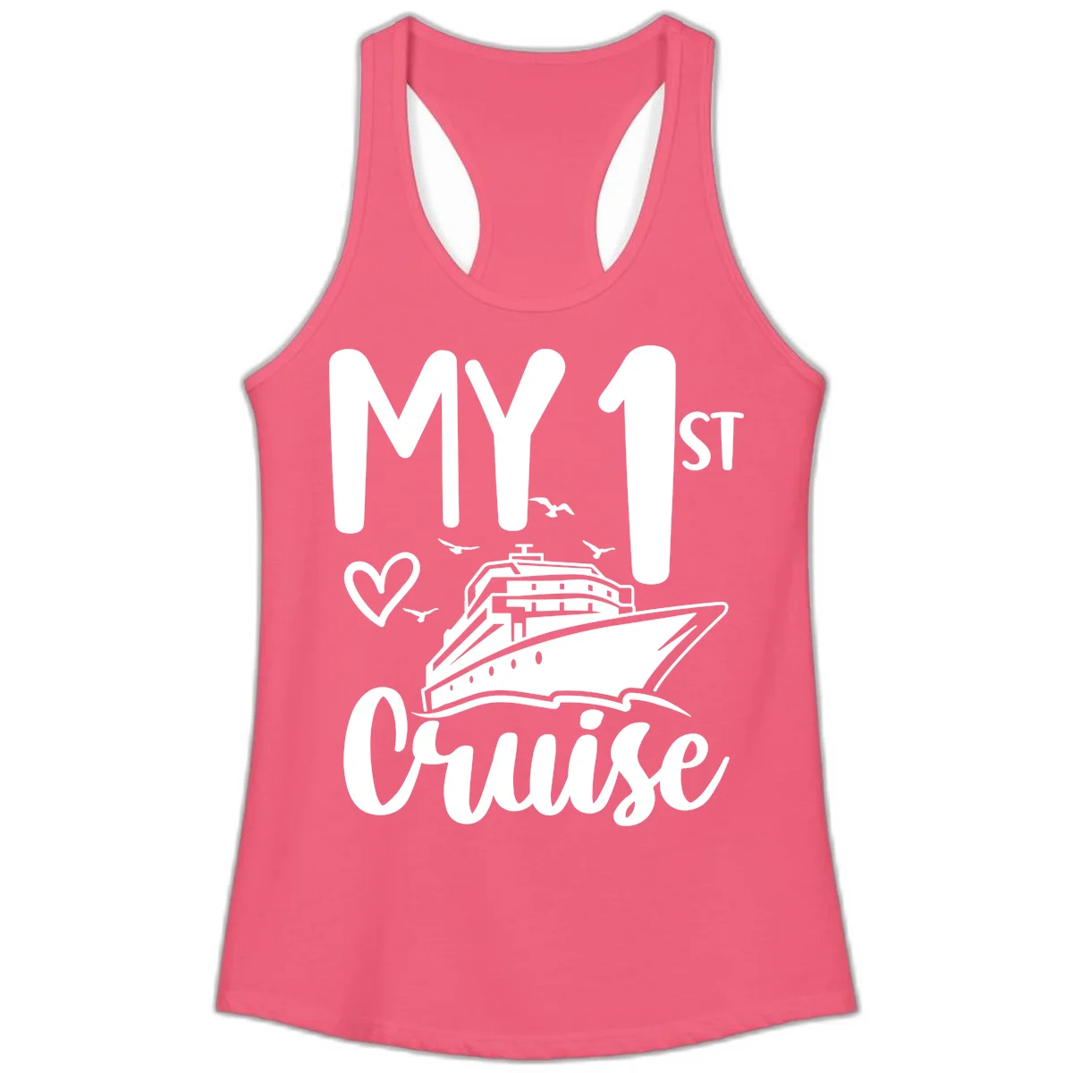 My First Cruise Ladies Tank in Hot Pink