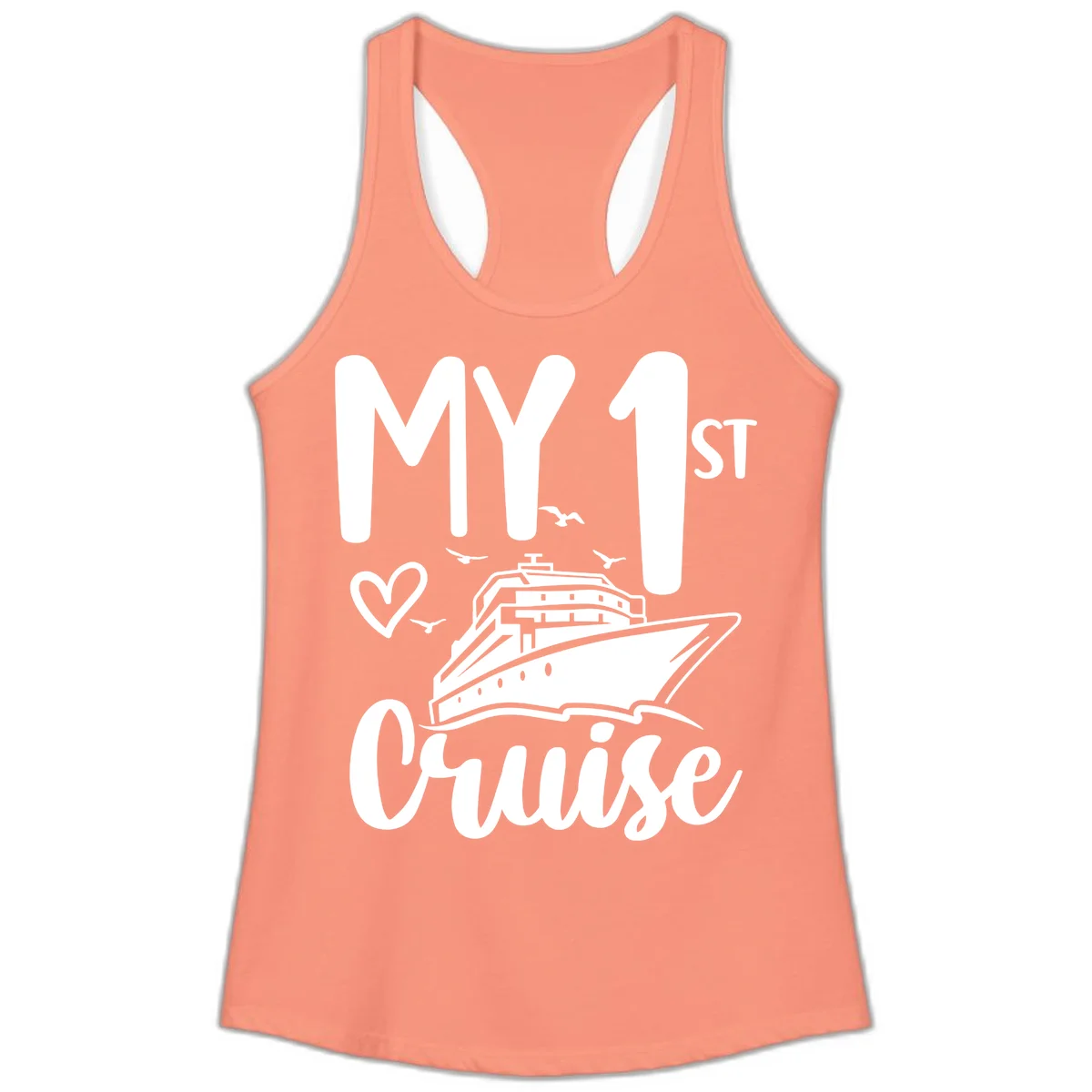 My First Cruise Ladies Tank in Solid Light Orange
