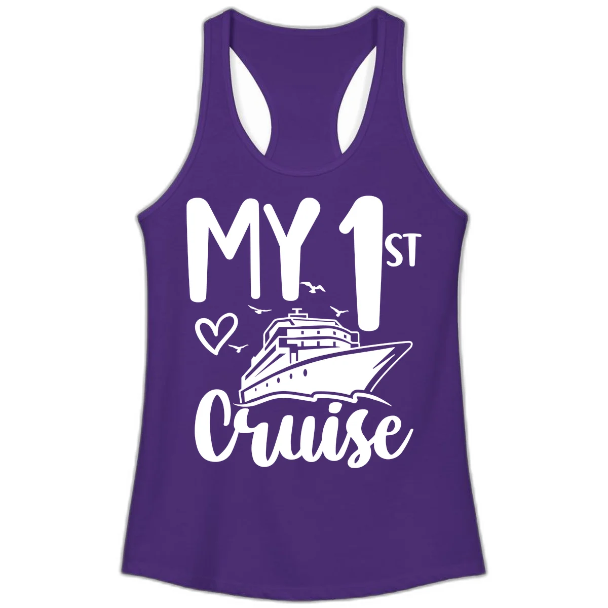 My First Cruise Ladies Tank in Solid Purple Rush