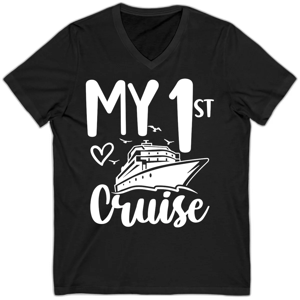My First Cruise V-Neck Tee in Black