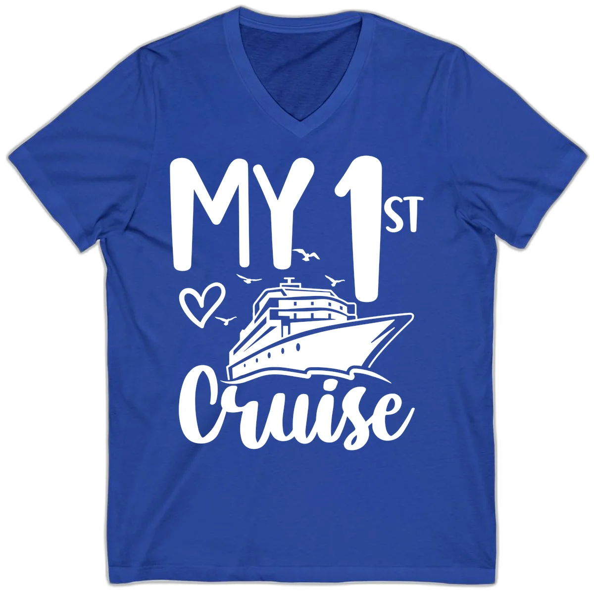 My First Cruise V-Neck Tee in True Royal