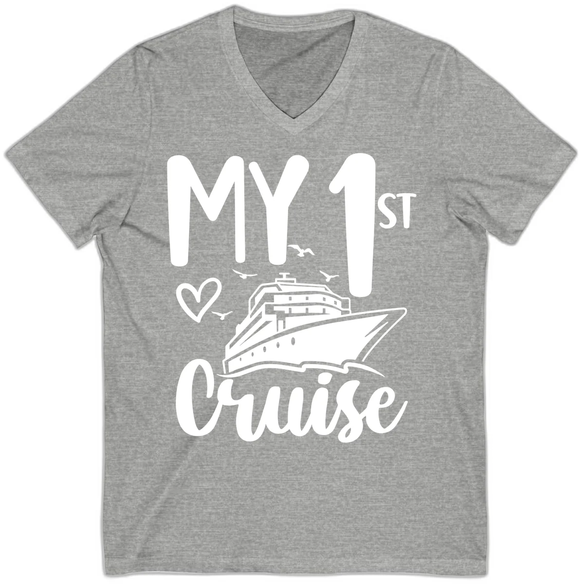 My First Cruise V-Neck Tee in Athletic Heather