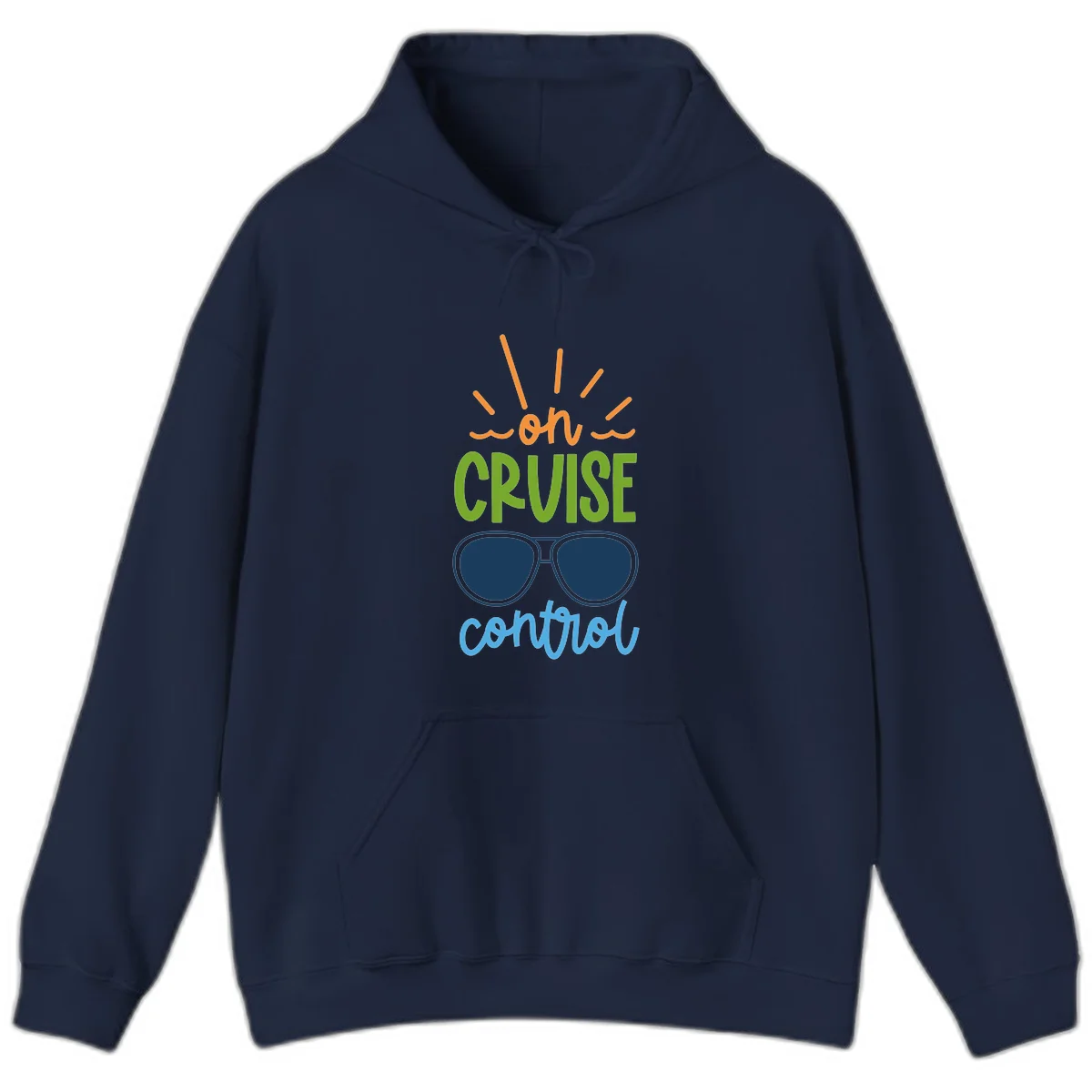 Oh Cruise Control Funny Vacation Mode Hoodie in Navy