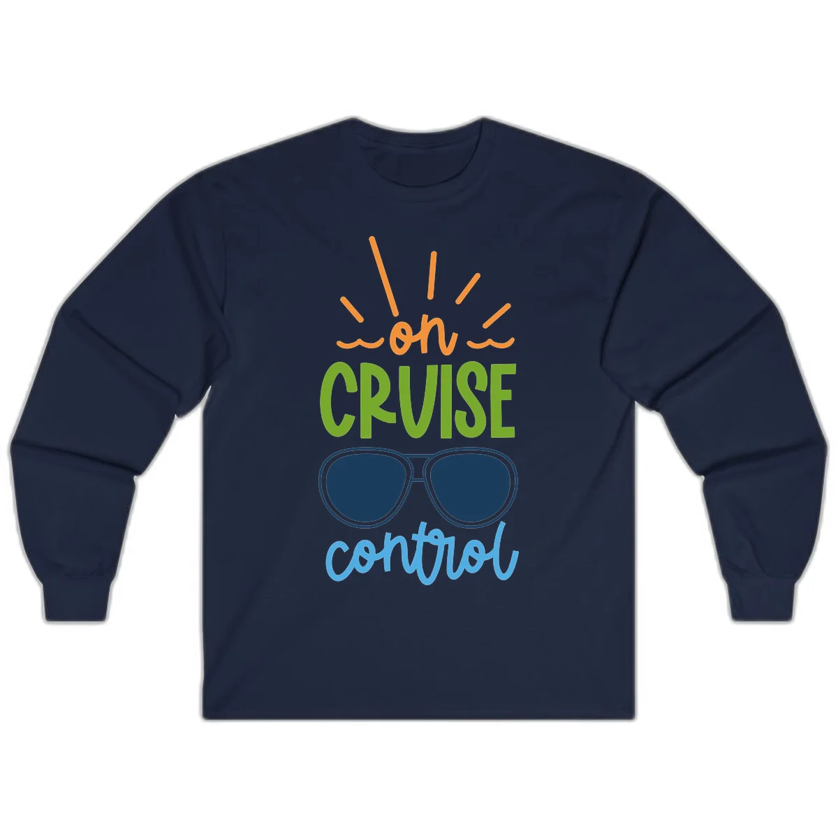 Oh Cruise Control Funny Long Sleeve Tee in Navy