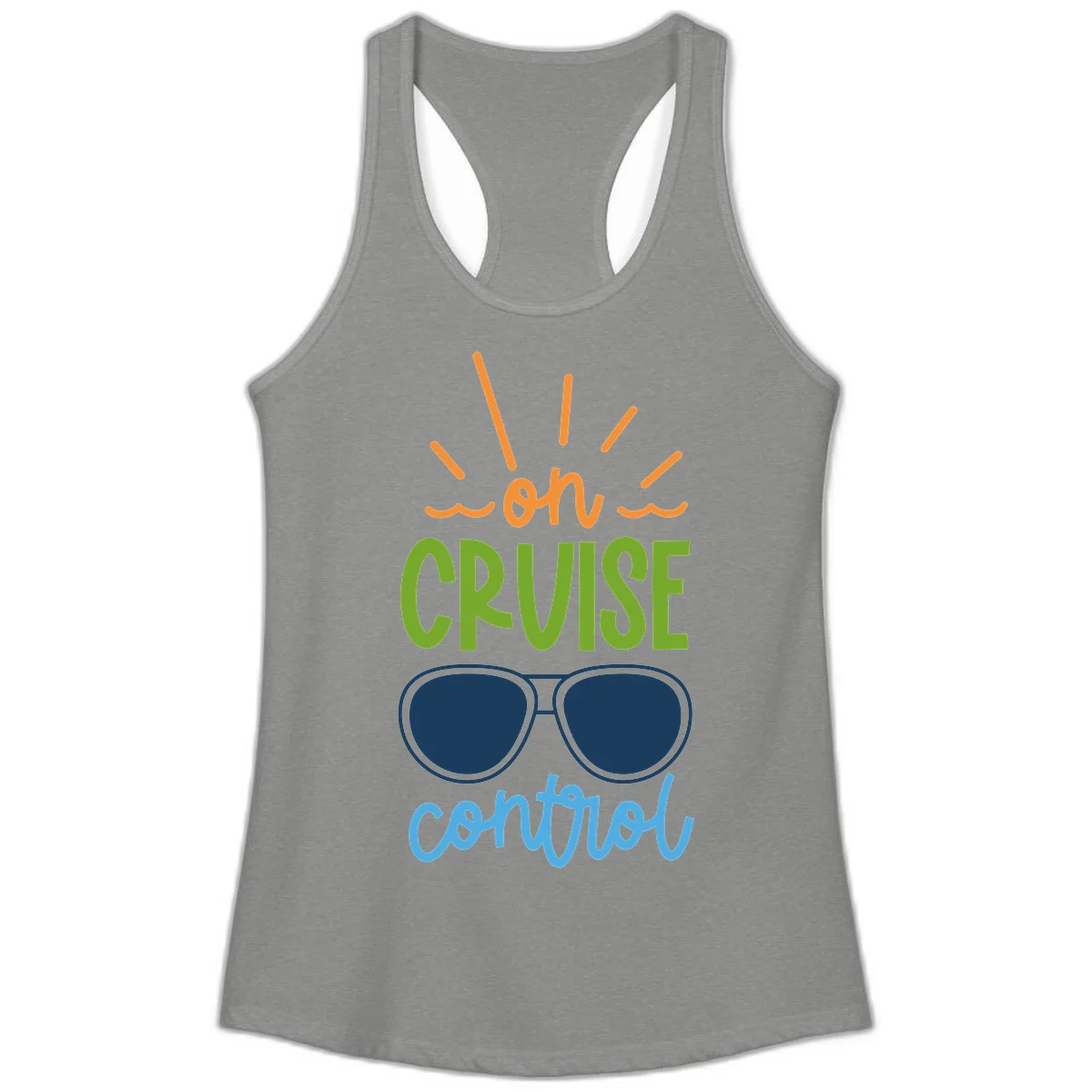 Oh Cruise Control Funny Ladies Tank Top in Heather Grey