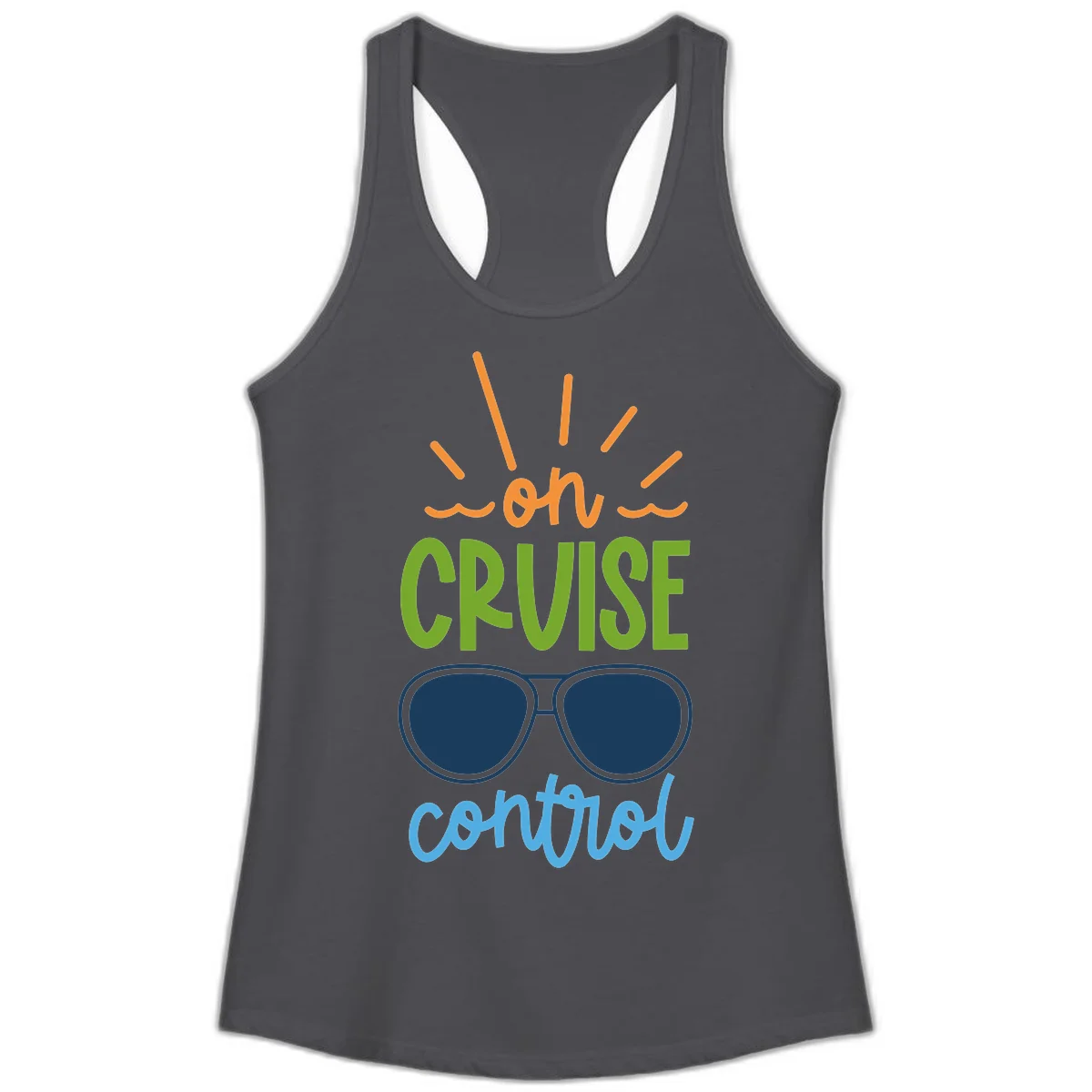 Oh Cruise Control Funny Ladies Tank Top in Solid Dark Gray