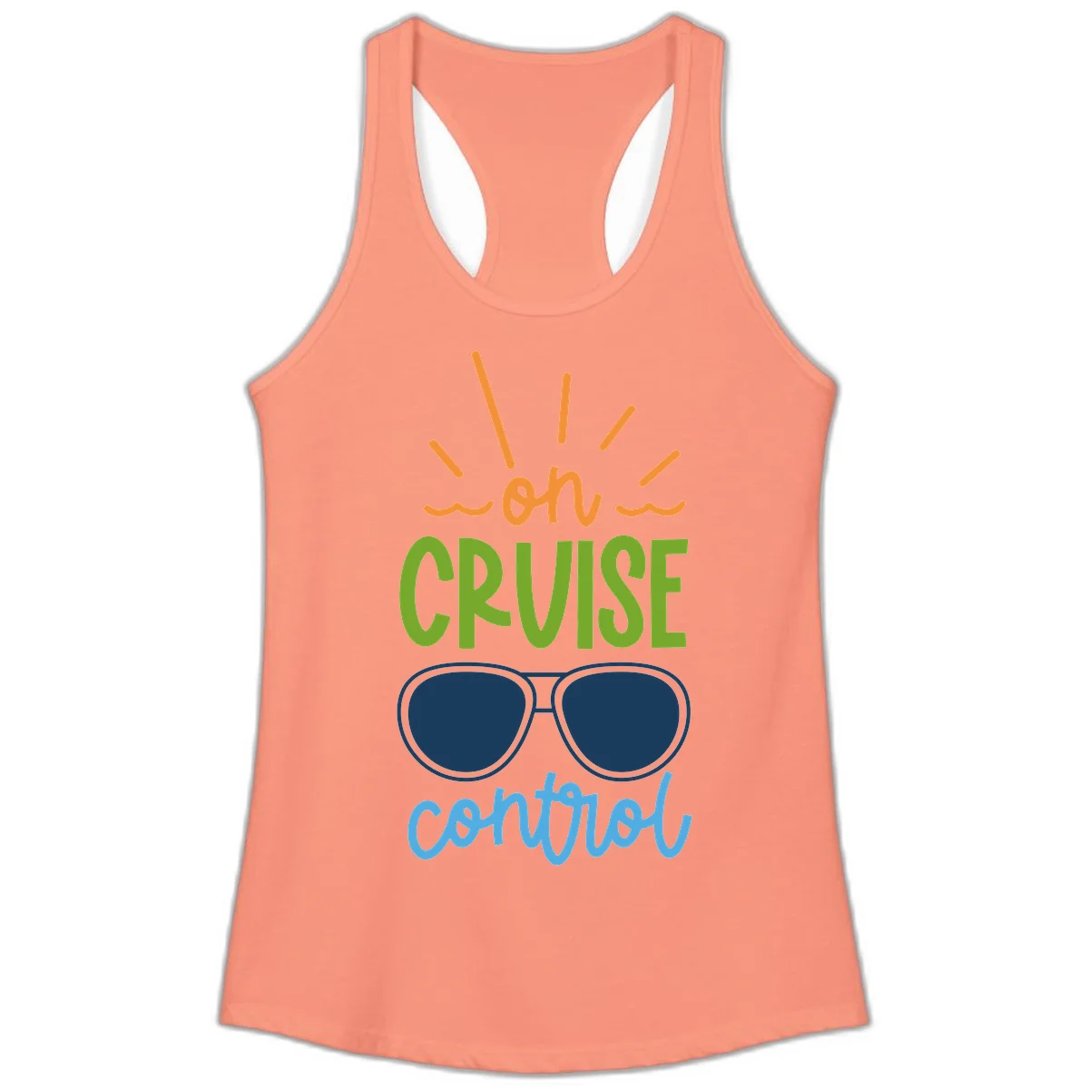 Oh Cruise Control Funny Ladies Tank Top in Solid Light Orange