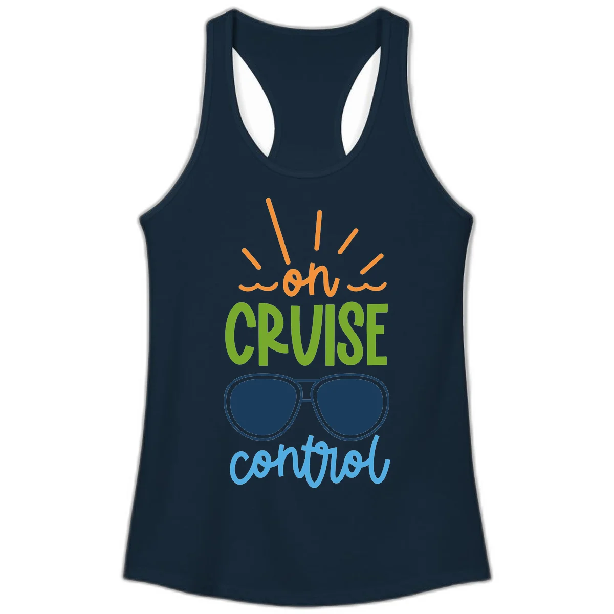 Oh Cruise Control Funny Ladies Tank Top in Solid Midnight Navy