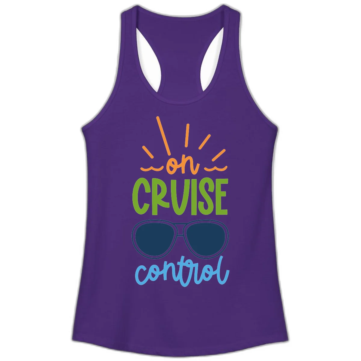 Oh Cruise Control Funny Ladies Tank Top in Solid Purple Rush