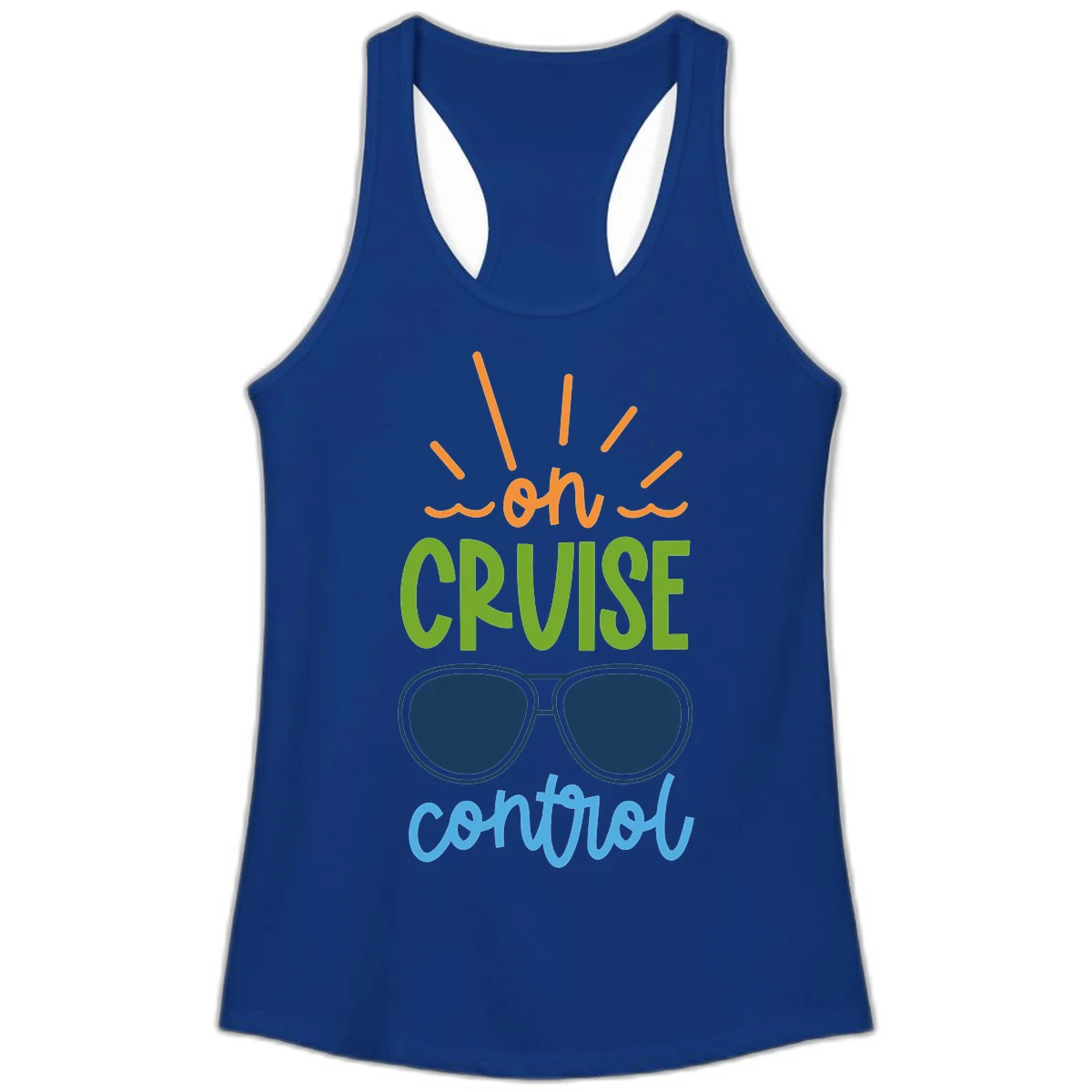 Oh Cruise Control Funny Ladies Tank Top in Solid Royal