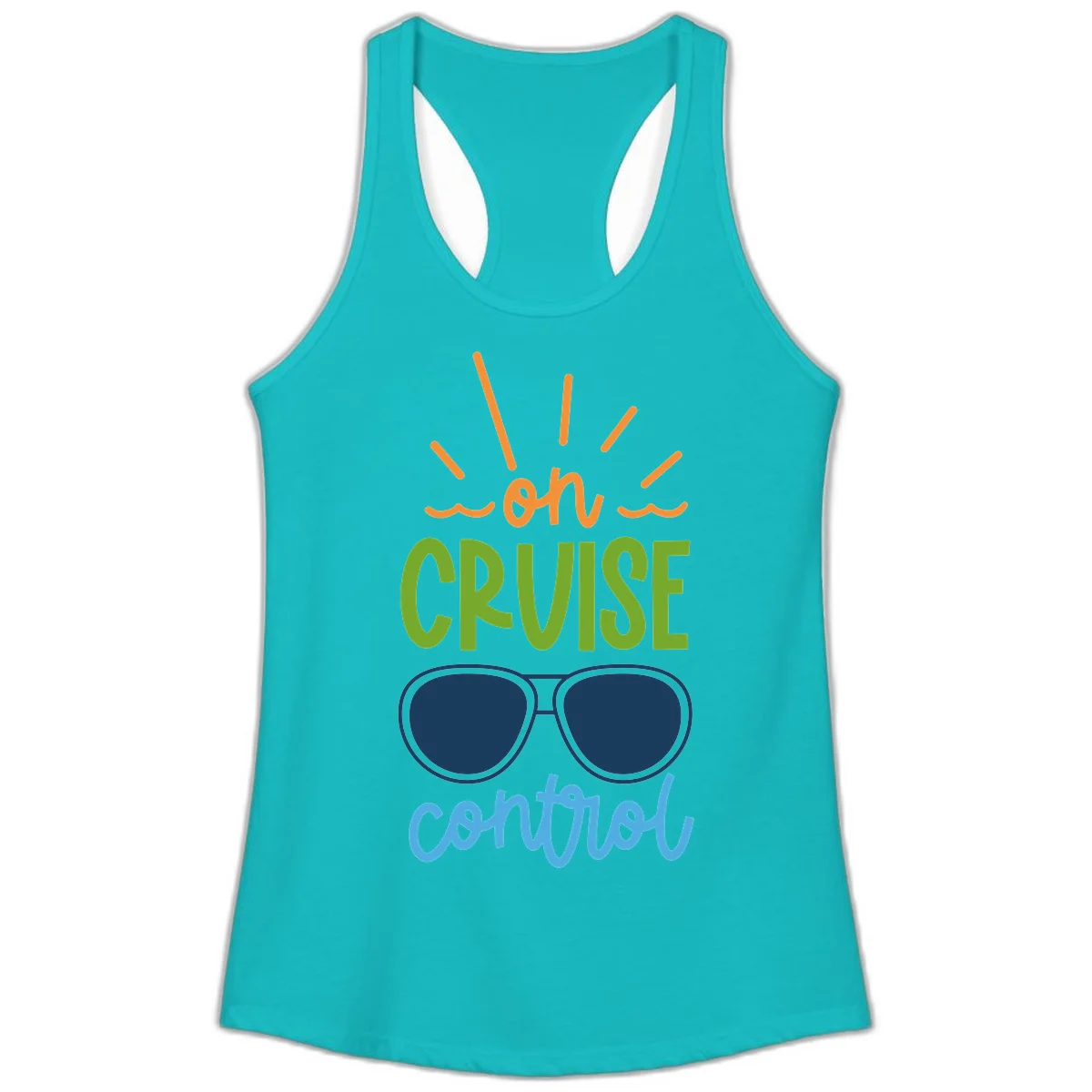 Oh Cruise Control Funny Ladies Tank Top in Tahiti Blue