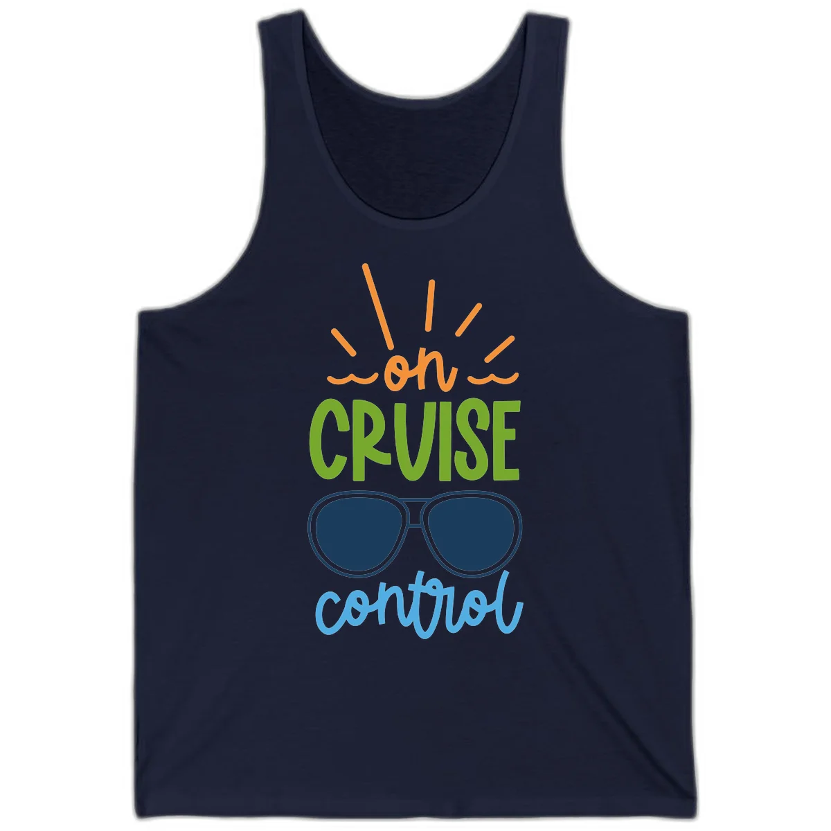 Oh Cruise Control Funny Vacation Tank Top in Navy