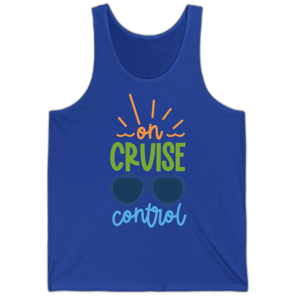 Oh Cruise Control Funny Vacation Tank Top in True Royal