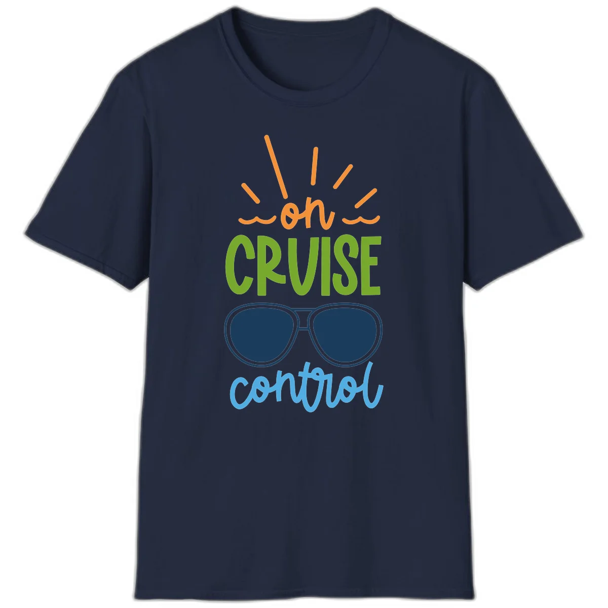 Oh Cruise Control Funny Vacation Mode T-Shirt in Navy