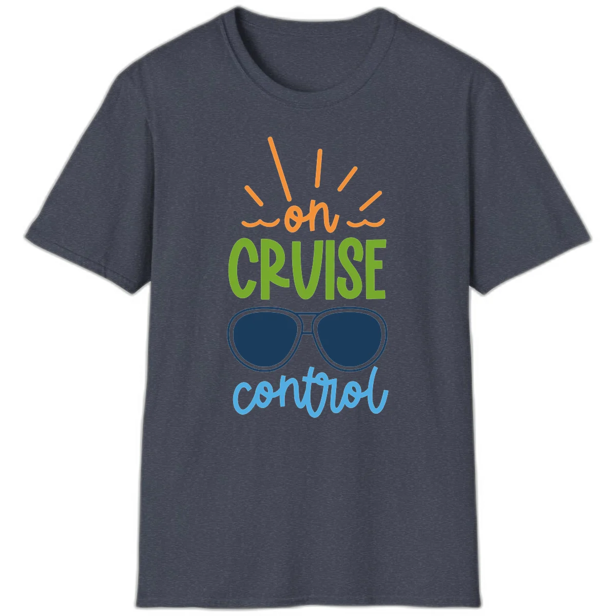Oh Cruise Control Funny Vacation Mode T-Shirt in Heather Navy