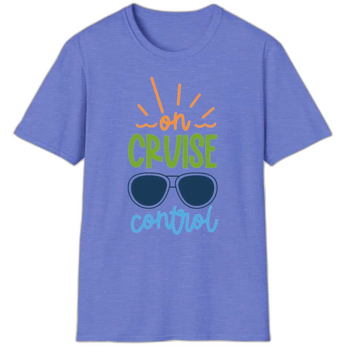 Oh Cruise Control Funny Vacation Mode T-Shirt in Heather Royal