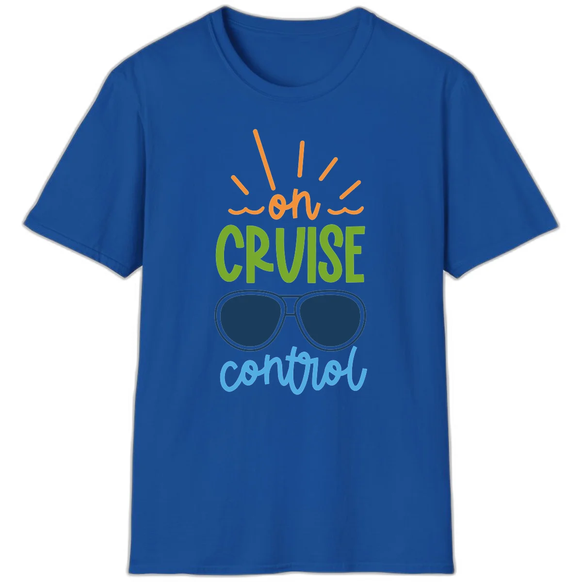 Oh Cruise Control Funny Vacation Mode T-Shirt in Royal