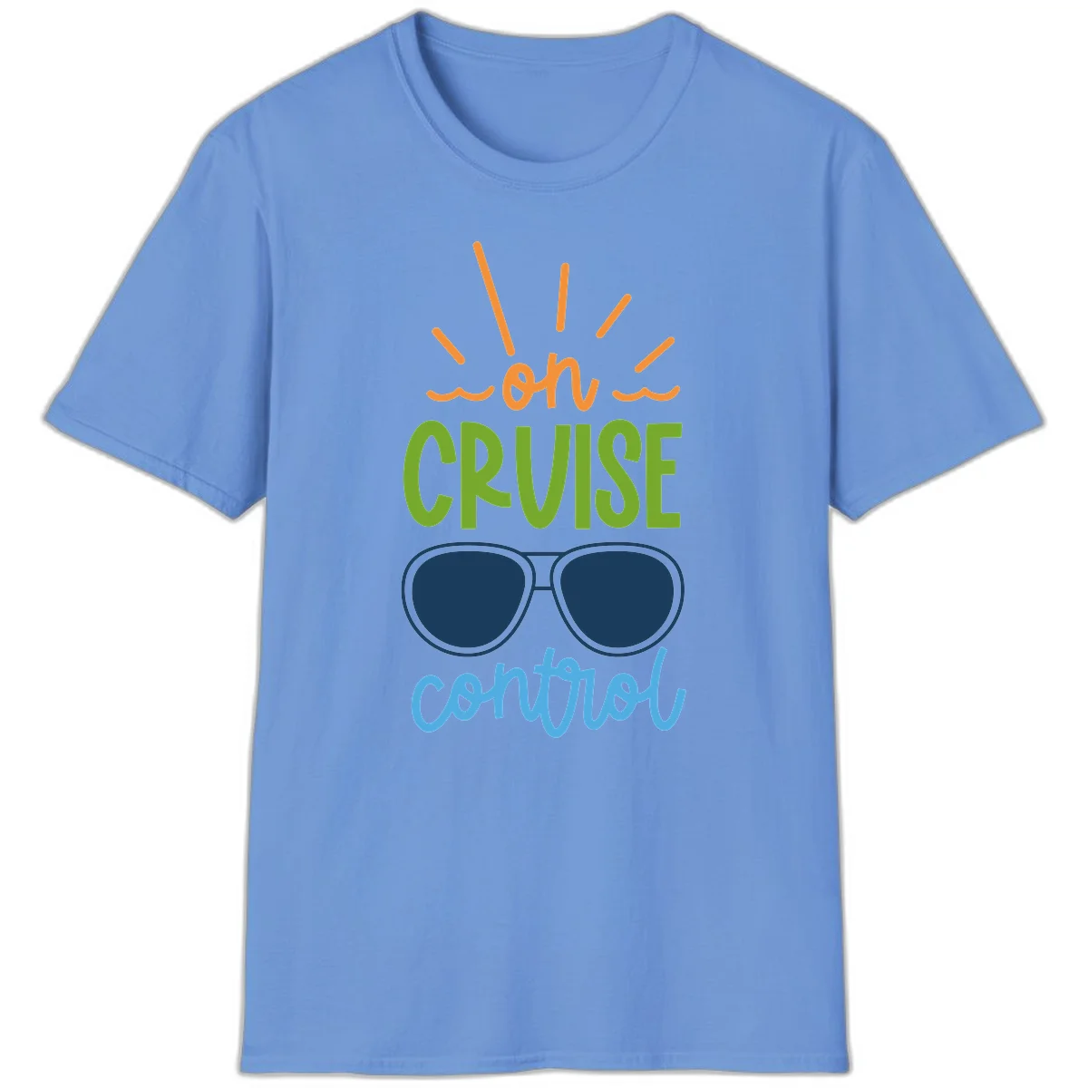 Oh Cruise Control Funny Vacation Mode T-Shirt in Carolina Blue