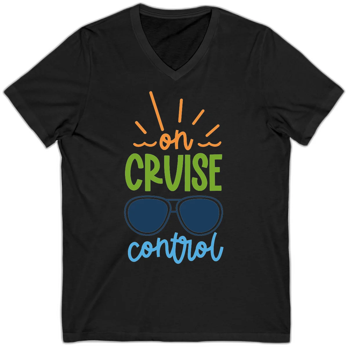 Oh Cruise Control Vacation V-Neck Tee in Black