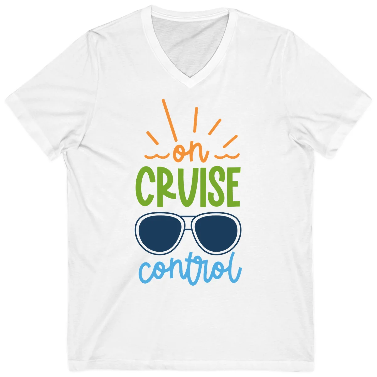 Oh Cruise Control Vacation V-Neck Tee in White