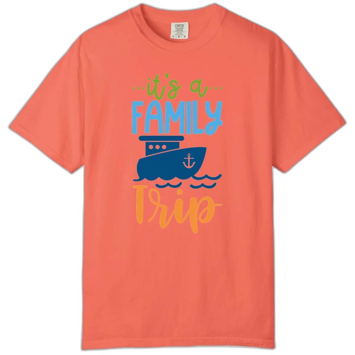 It's A Family Thing Cruise Comfort Color in Bright Salmon