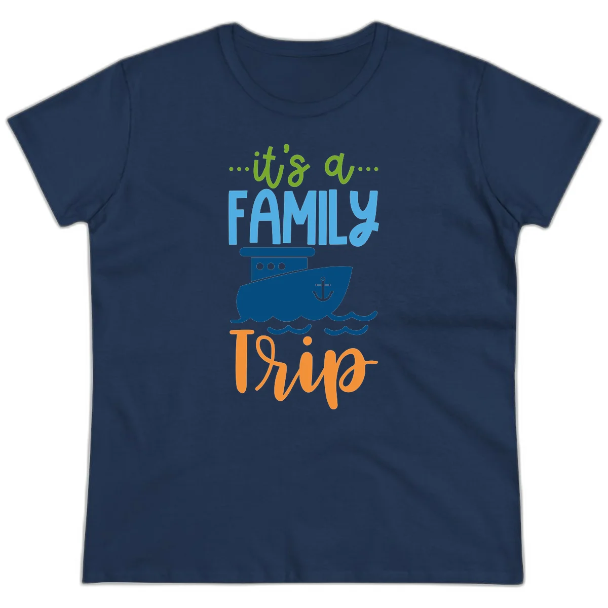 It's A Family Thing Cruise Ladies Tee in Navy