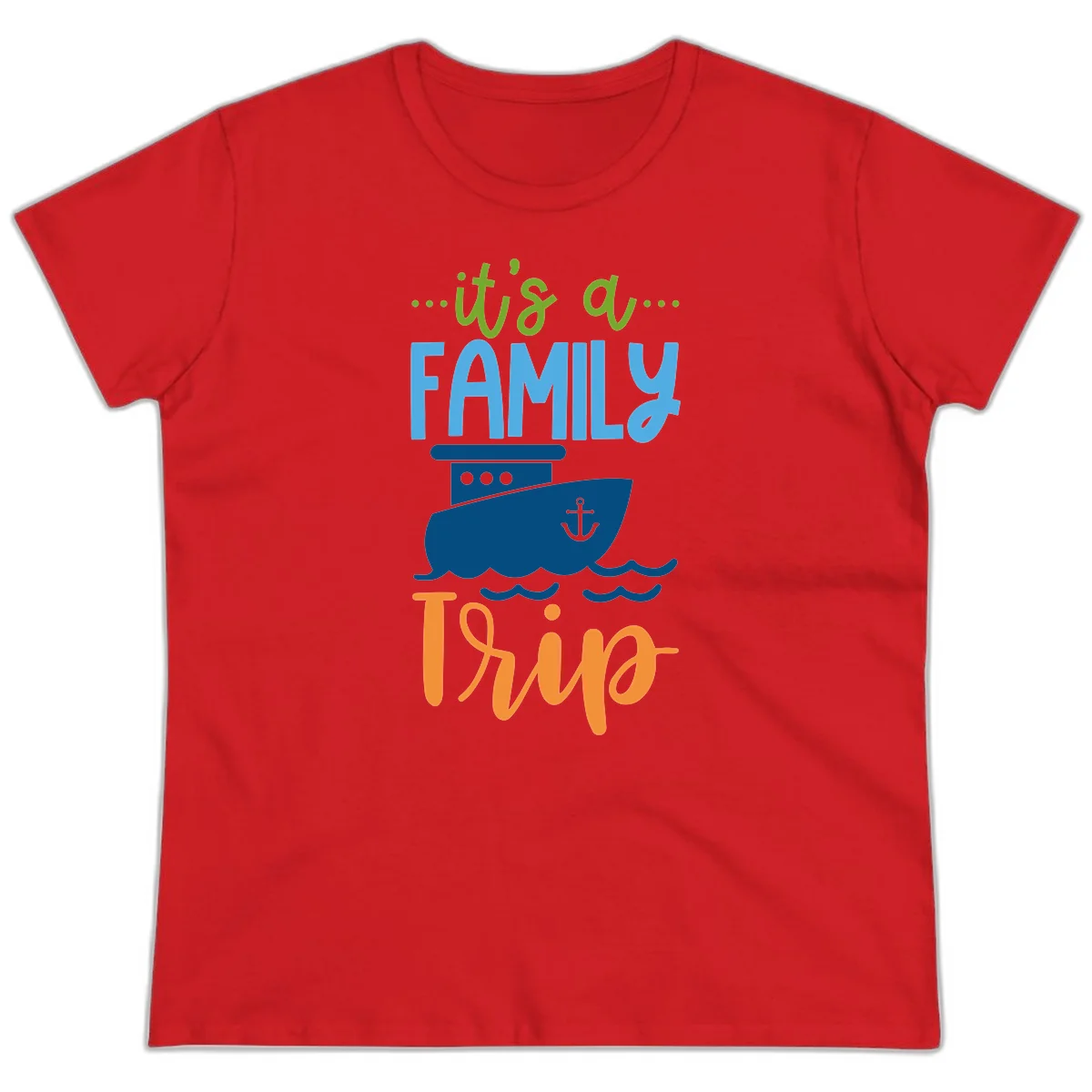 It's A Family Thing Cruise Ladies Tee in Red