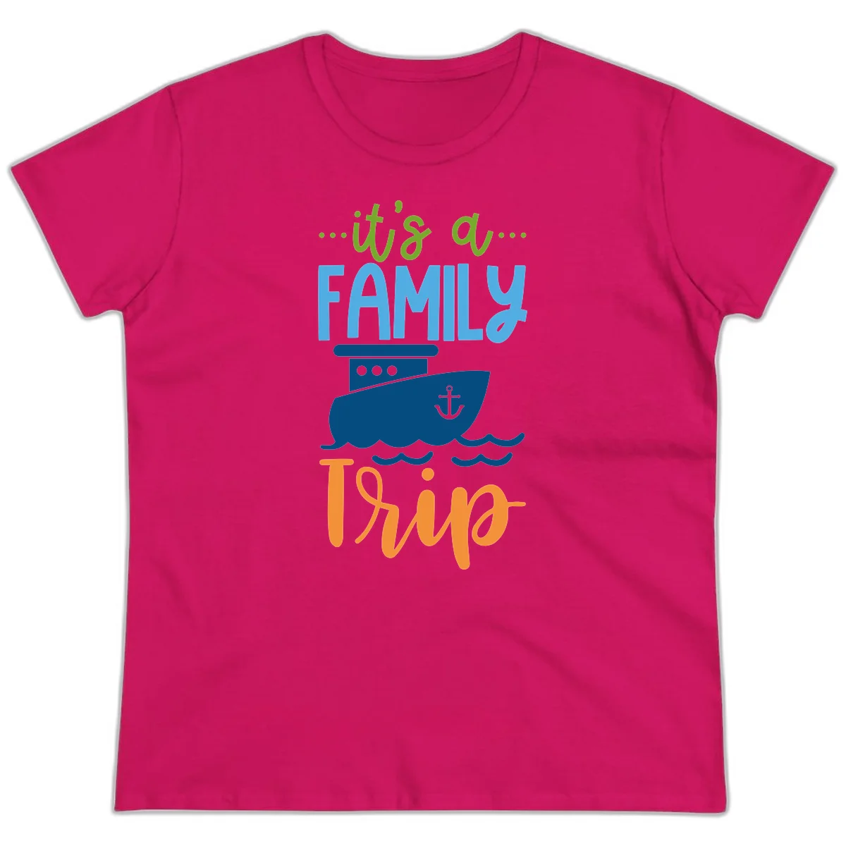 It's A Family Thing Cruise Ladies Tee in Heliconia