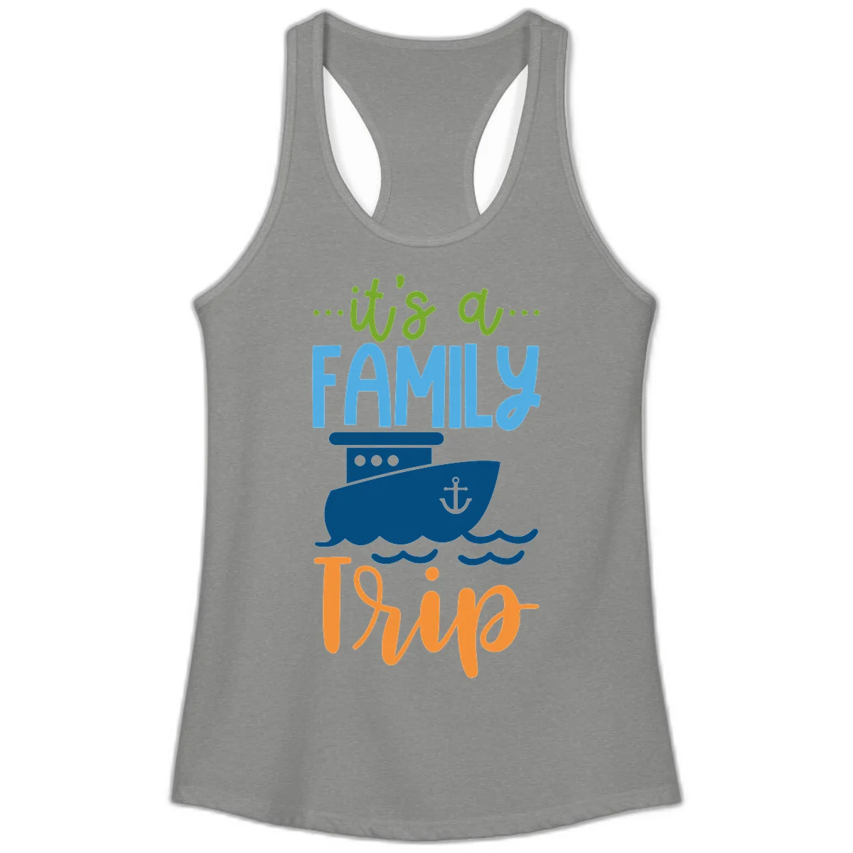 It's A Family Thing Cruise Ladies Tank in Heather Grey